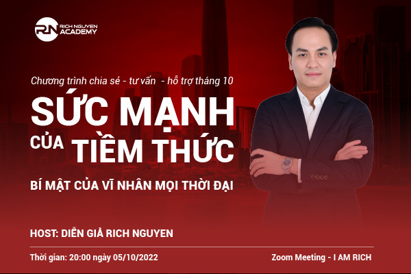 Chương trình Sức mạnh của tiềm thức – Vĩ nhân của mọi thời đại sẽ được tổ chức vào ngày 05/10/2022